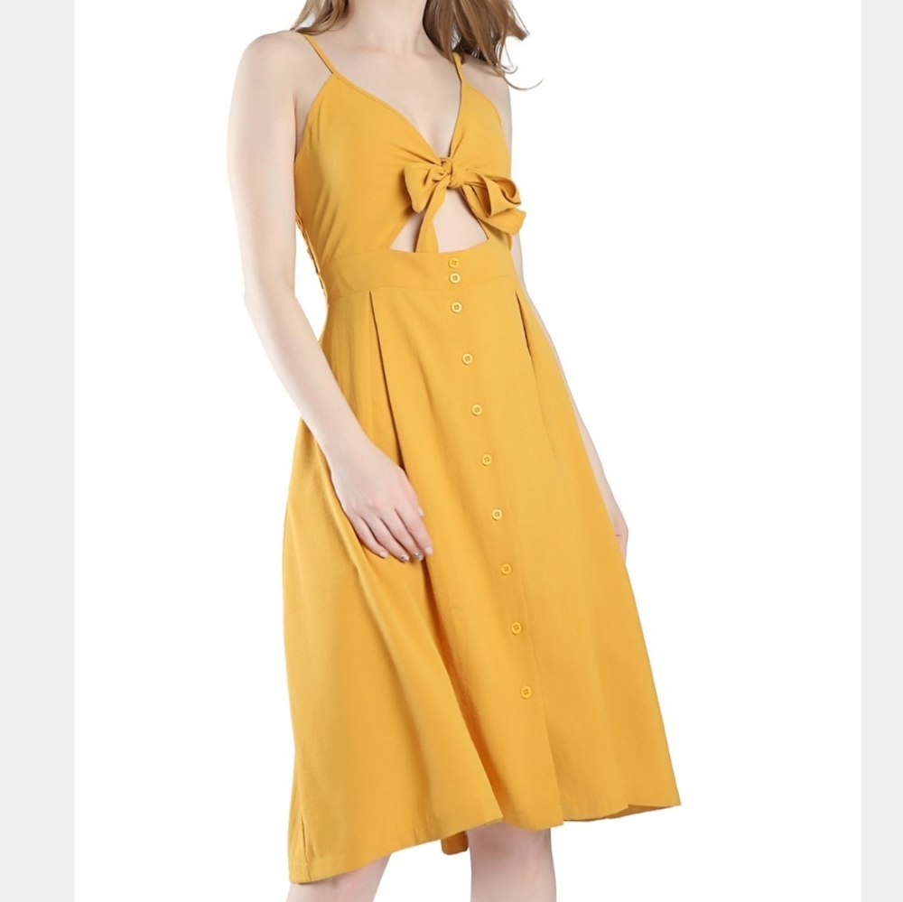 {Laxllent} NEW Spaghetti Strap Tie Front Dress